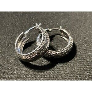 925 Textured Pierced Hoops Very Light Weight